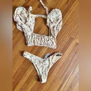 WeWoreWhat Cream and Red Bikini Set